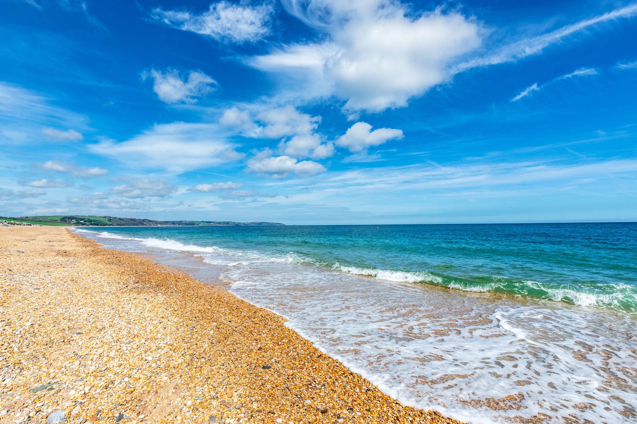Coastal view in Devon with calm sea